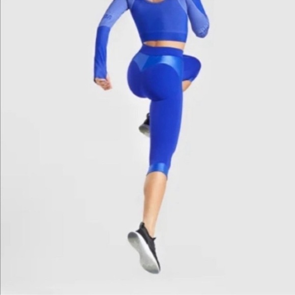 Gymshark Turbo Cropped Legging Blue women’s Size Small - Picture 7 of 10